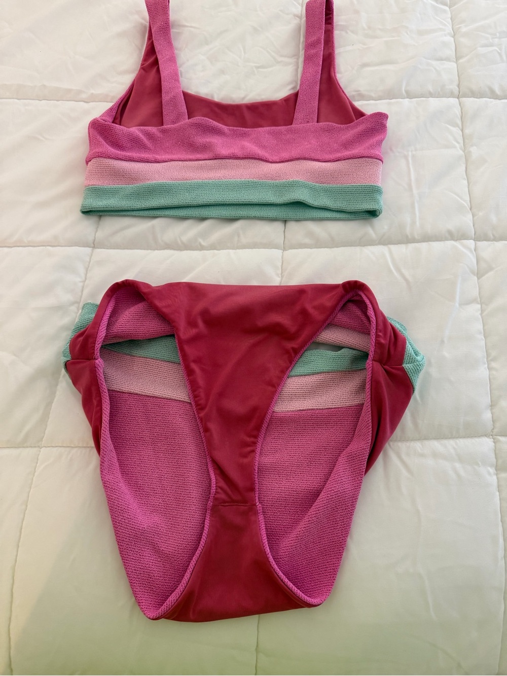 Beach Riot Pink and Mint Ribbed Two-Piece Bikini - Picture 4 of 4